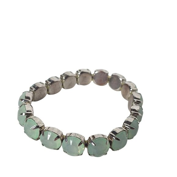 Silvertone Aqua Rhinestone Bracelet - Picture 1 of 3